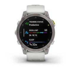 Умные часы Garmin EPIX (Gen 2) Sapphire, Титановый белый с белым ремешком