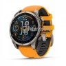 Умные часы Garmin Fenix 8 51mm Amoled Sapphire Lens DLC Титановый с оранжевый ремешком