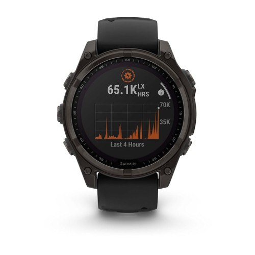 Умные часы Garmin Fenix 8 47mm Sapphire Solar Carbon Grey DLC Титановые с черным ремешком